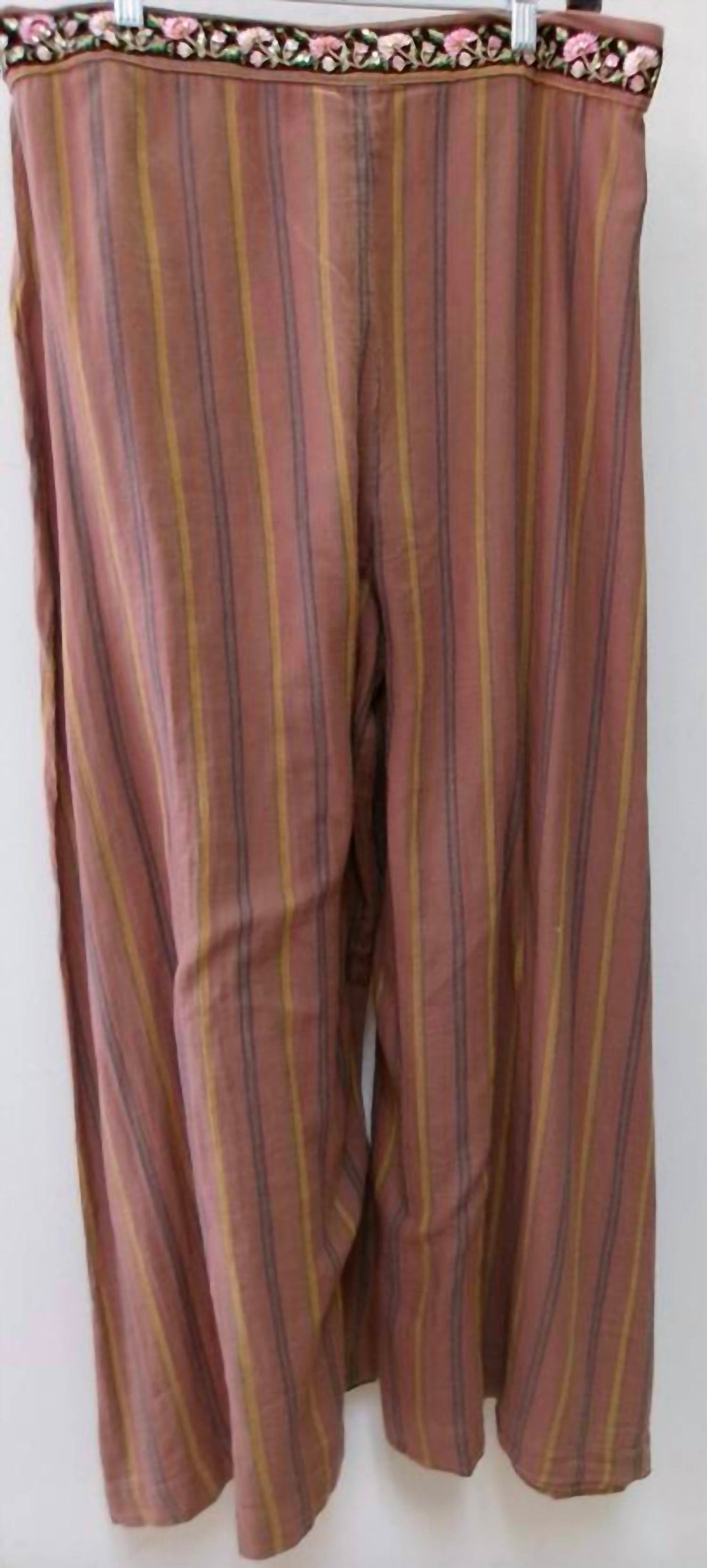 Aratta - Women's Mariah Wide Leg Pants With Sequin Embroidered Floral Trim On Waistband