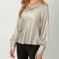 Mystree - Metallic Cowl Neck Blouse