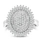 Sterling Silver 2.0 Cttw Diamond Oval Halo Cocktail Ring