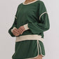 Entro - Solid Contrast Trim Long Sleeve Top
