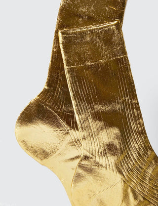 Maria La Rosa - Women's One Ribbed Laminated Metallic Socks