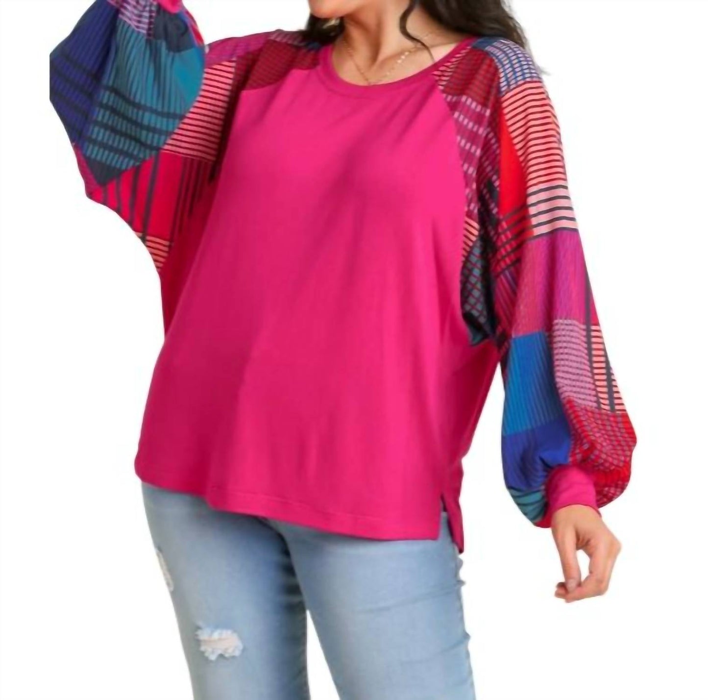 Umgee - Mixed Print Long Sleeves Top