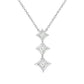 10K White Gold 1/5 Cttw Princess Cut Diamond 3 Stone Drop 18" Pendant Necklace (H-I Color, SI2-I1 Clarity)