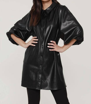 Dolce Cabo - Everywhere Leather Dress with Puff Sleeves