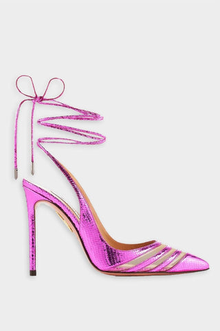 Aquazzura - Unfaithful Metallic Leather Ankle-tie Pumps 105