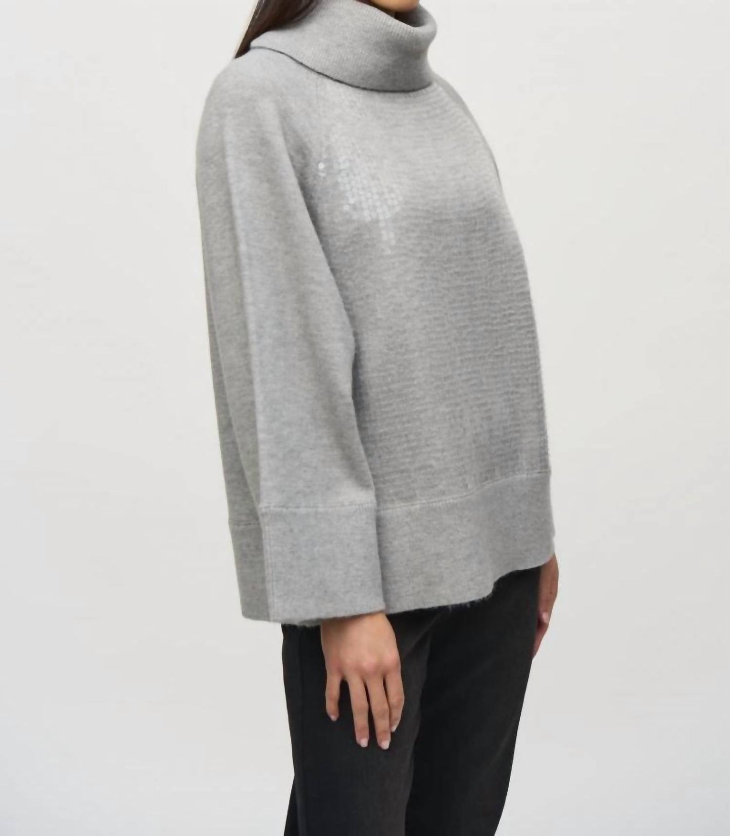 Joseph Ribkoff - Sequined Long Sleeve Cowl Neck Sweater