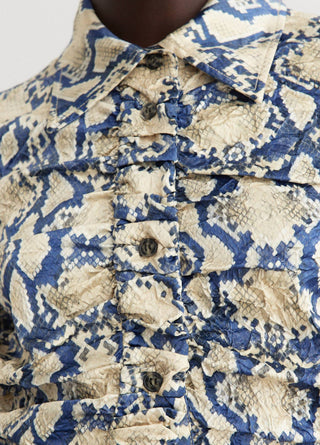 Ganni - Crinkled Satin Fitted Shirt