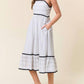 Doe And Rae - Striped Rick Rack Trimmed Tiered Midi Dress