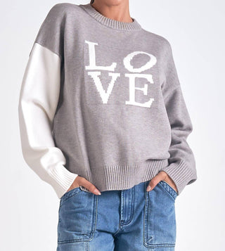Elan - "love" Color Block Sweater
