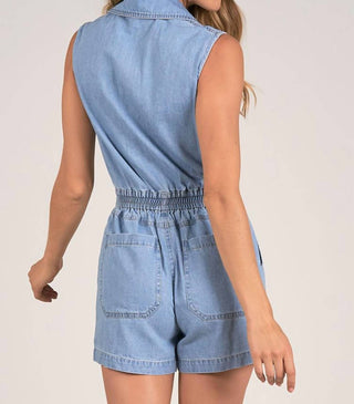 Elan - Haylee Chambray Zip Romper