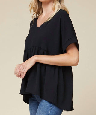 Entro - Textured Babydoll Top - Plus Size