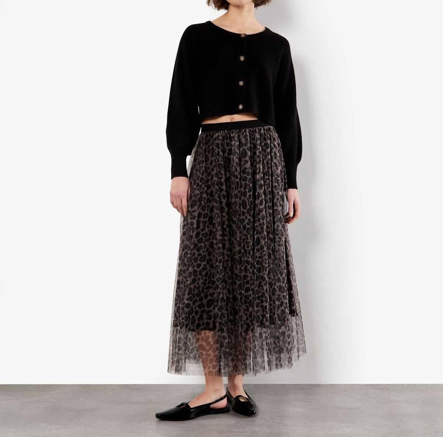 Apricot - Leopard Tulle Skirt
