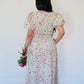 &Merci - Floral Bubble Sleeve Midi Dress With Lace Trim