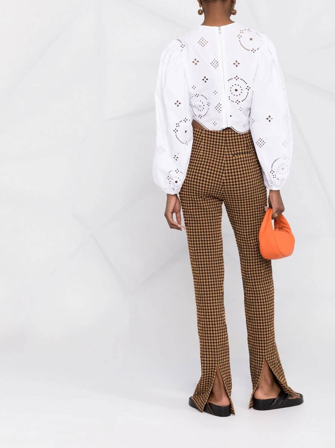 Ganni - BRODERIE ANGLAISE CROPPED BLOUSE