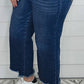Judy Blue - Women's High Waist Button Fly Distressed Hem Crop Jeans