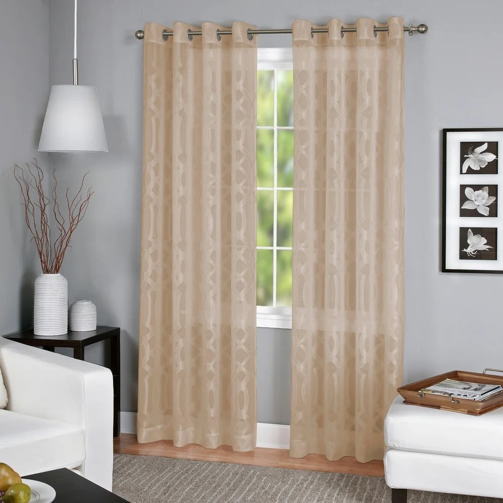 Elrene Home Fashions Latique Sheer Curtain 52" x 84" Taupe