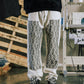 COMMONS LACE HAND STITCHED DOUBLE KNEE PANT WHITE (R42)