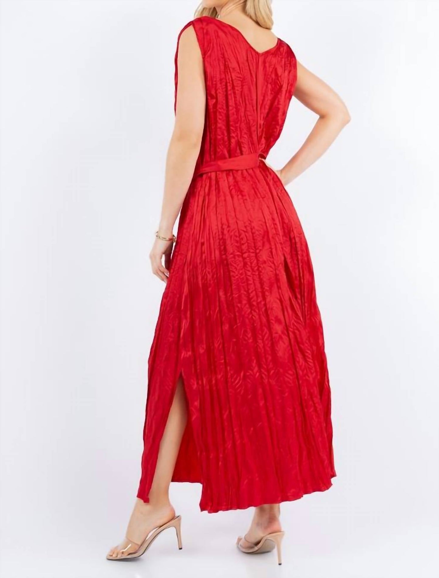 Paparazzi By Biz - Satin Broomstick Long Dress With Waist Tie