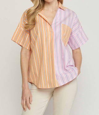 Entro - Striped Color Block Top