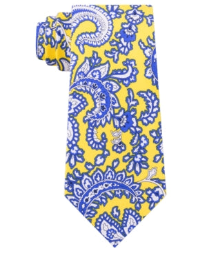 Tommy Hilfiger Mens Central Silk Paisley Neck Tie Yellow O/S