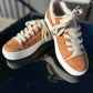 Mars Sky Shoes - Women Furry Lace Up Low Top Sneakers