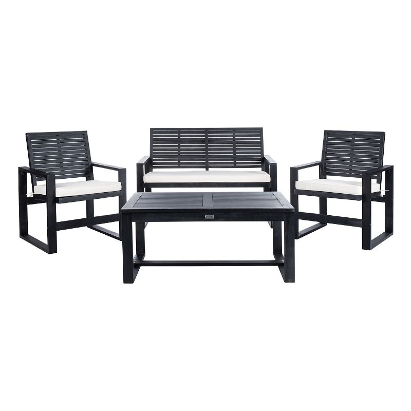 SAFAVIEH Ozark Outdoor Patio Conversation Set  Black Wash