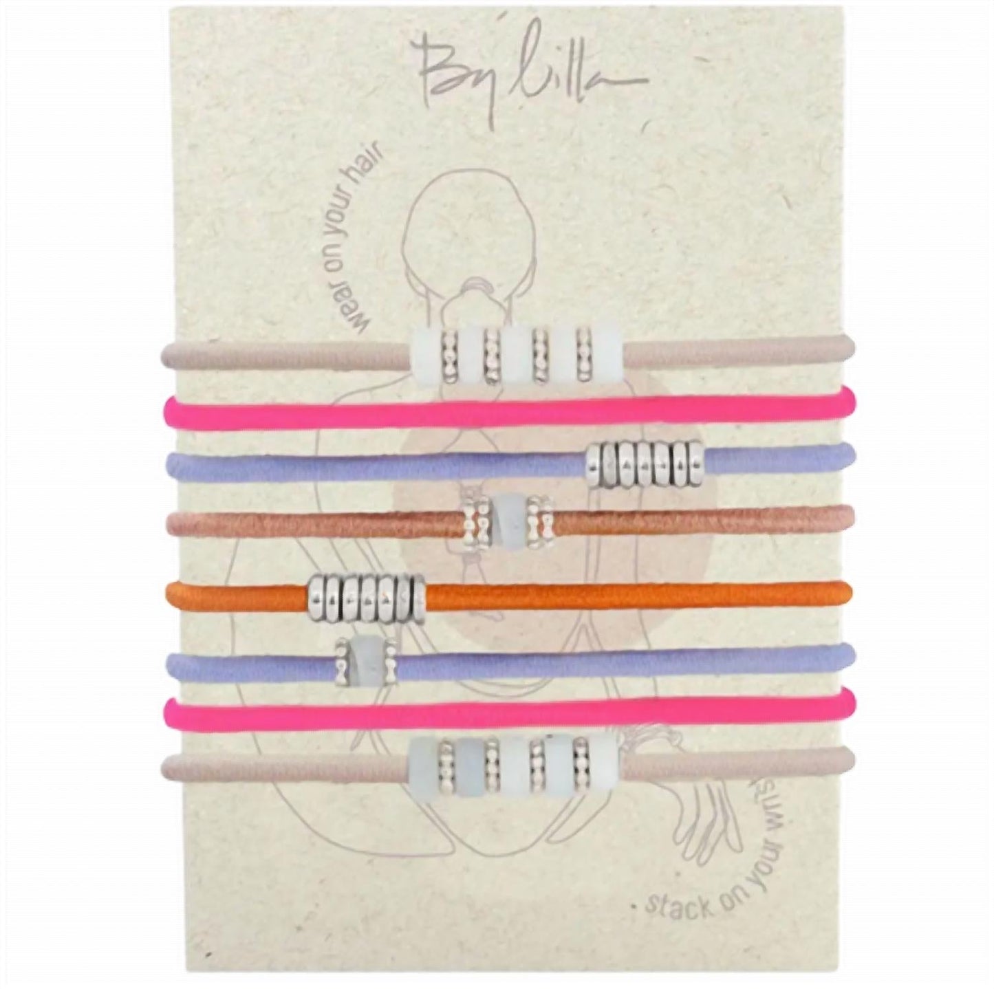 By Lilla - Women's Disc Elastics 8 Pack Bracelet Hairties Set