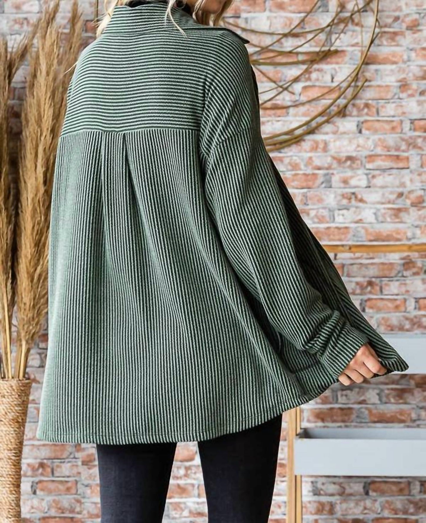 7Th Ray - Plus Size Ribbed Button-front Cozy Cardigan