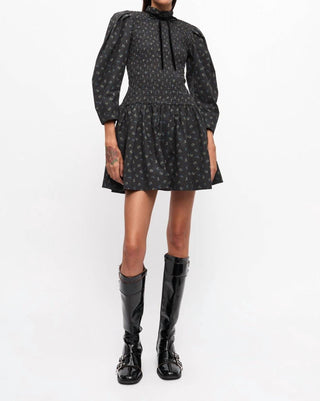 Ganni - Printed Cotton Mini Smock Dress