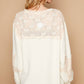Pol - Round Neck Long Sleeve Crochet Patches Top