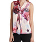 Tahari Asl Sleeveless Floral Tie-Front Top