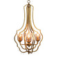 4 Light Metal Chandelier with Adjustable Chain - Gold