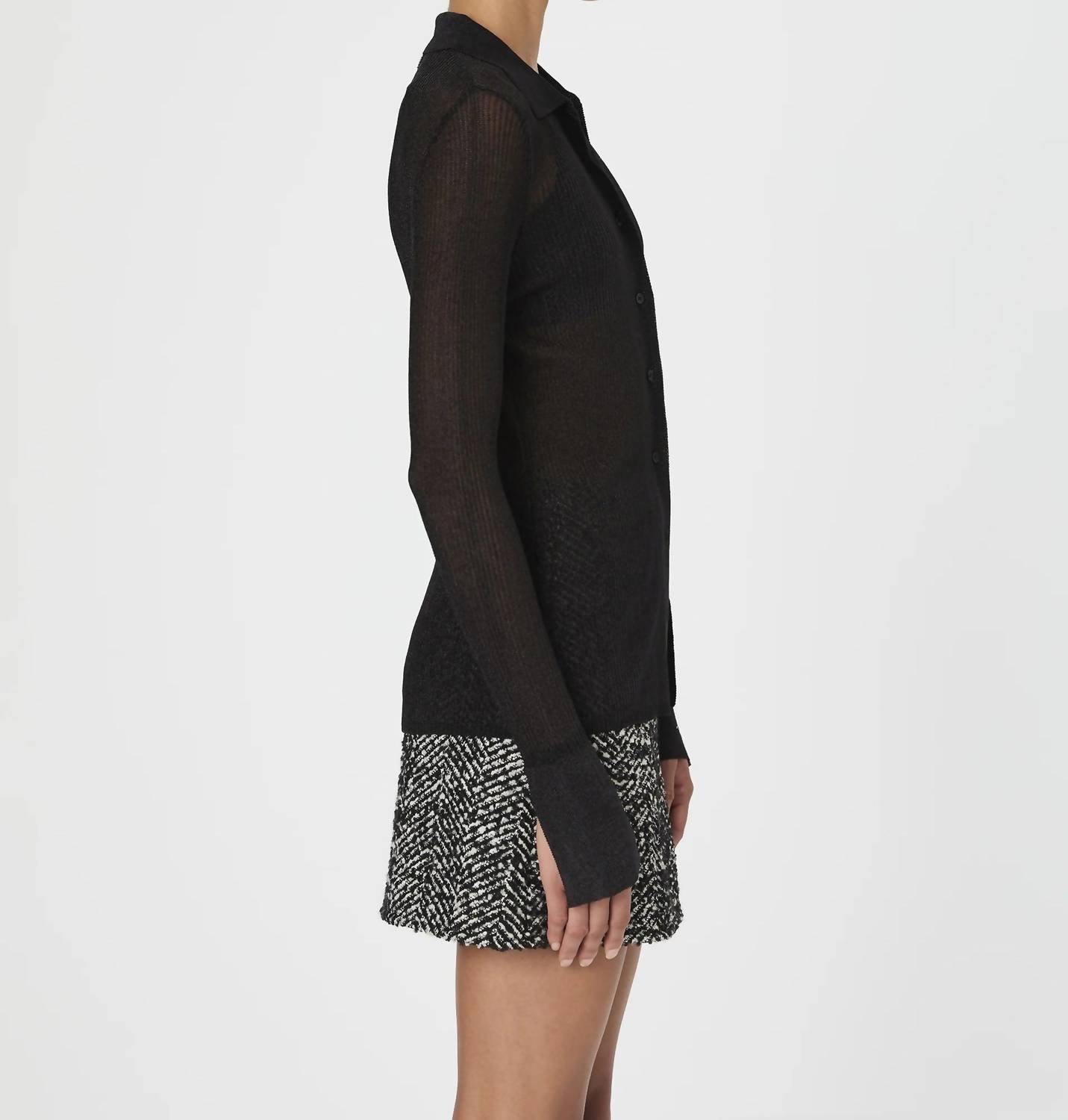 French Connection - Lurex Mix Collared Top