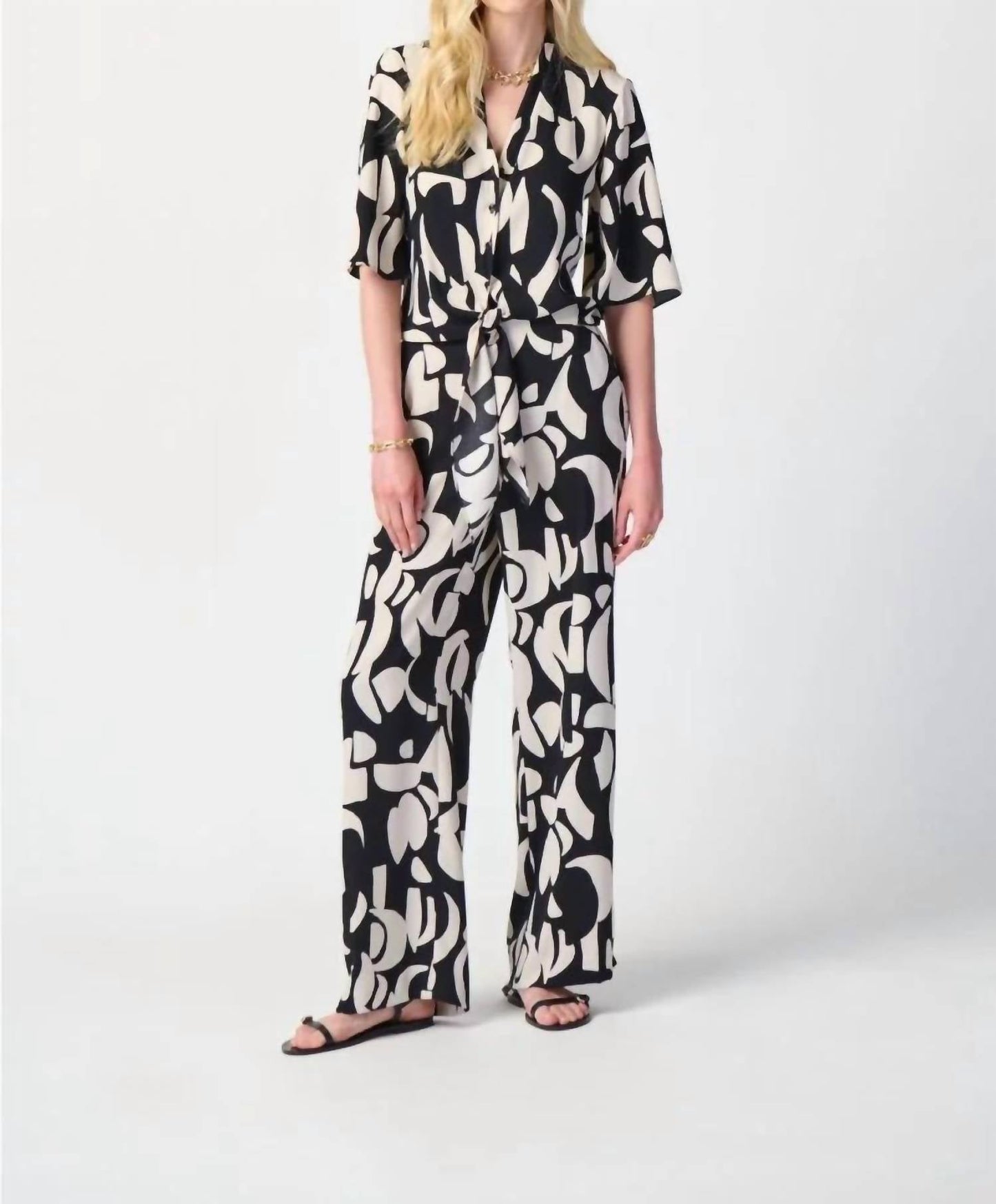Joseph Ribkoff - Abstract Print Wide-Leg Pants