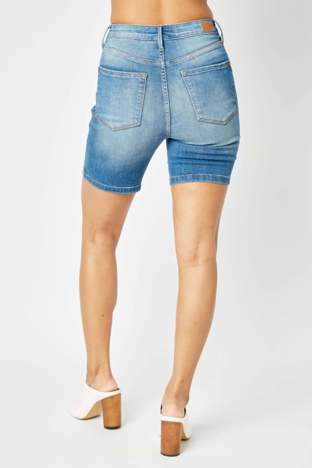 Judy Blue - Tummy Control Double Button Bermuda Shorts - Plus Size