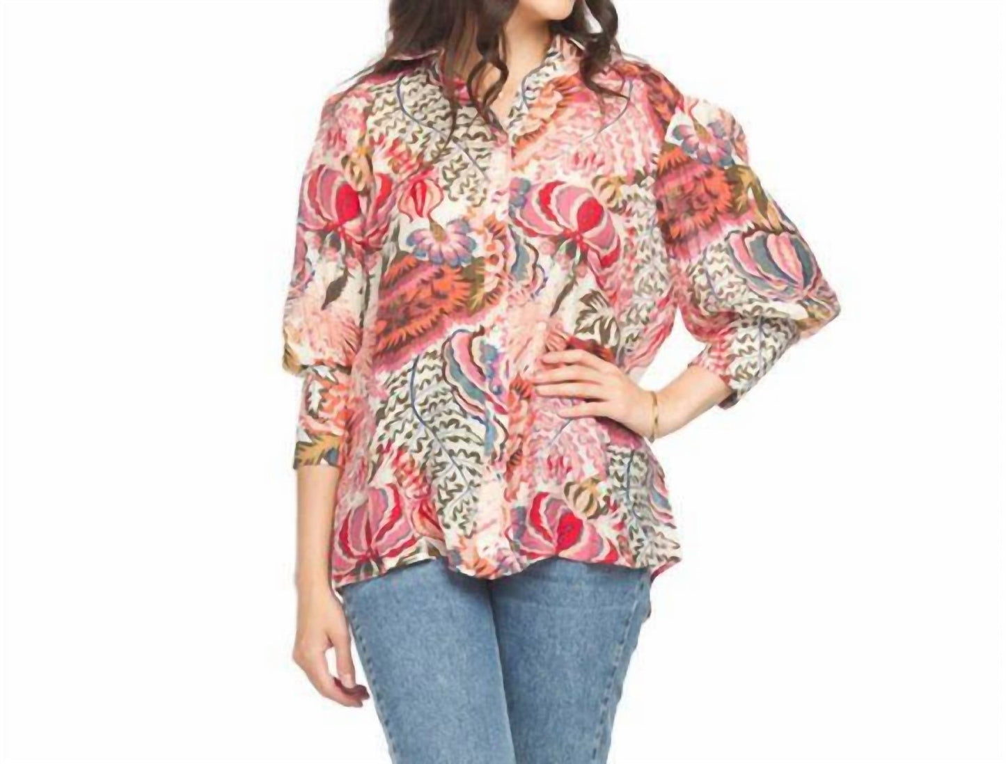Papillon - Women's Jessica Bold Floral Button Front Top