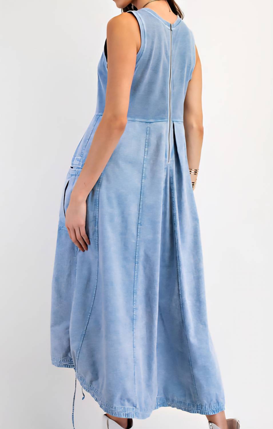 Easel - Mineral Washed Rib Knit Maxi Dress
