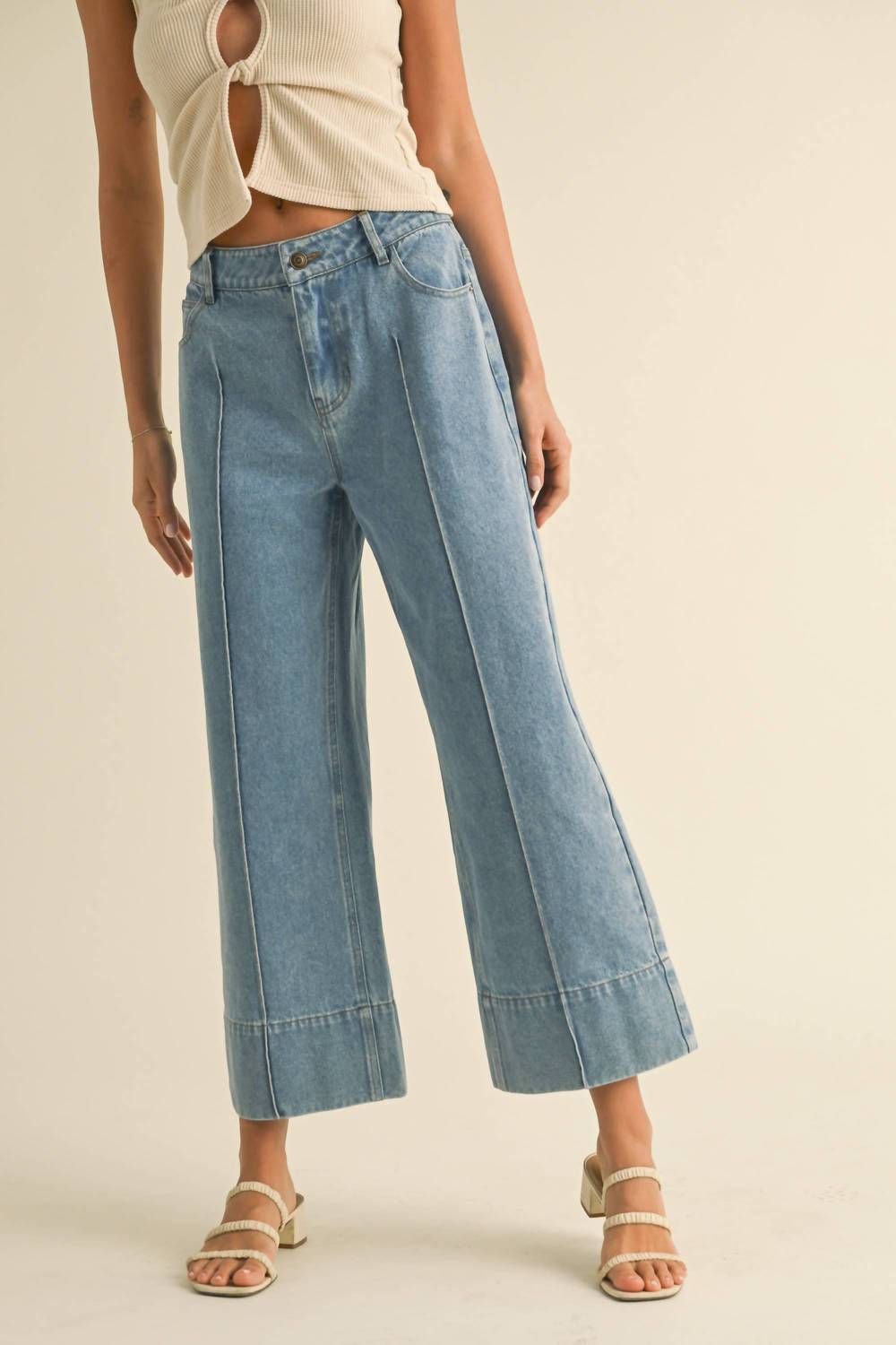 Miou Muse - Wide Hem Denim Pants