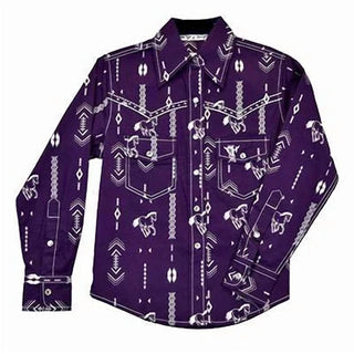 Cowboy Hardware - Youth Horse Aztec Long Sleeve Print Shirt