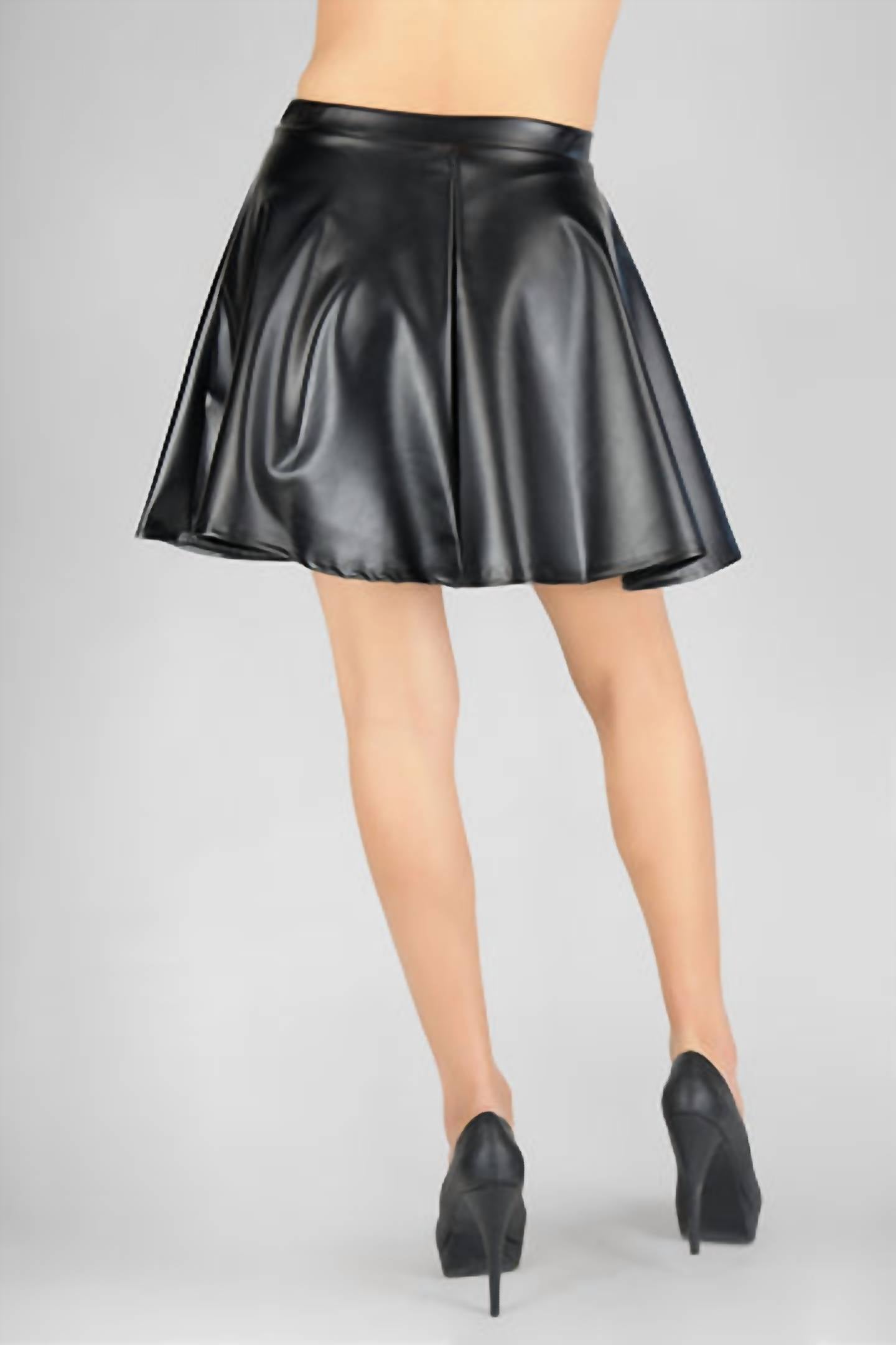 42Pops - Vegan Leather Skater Skirt