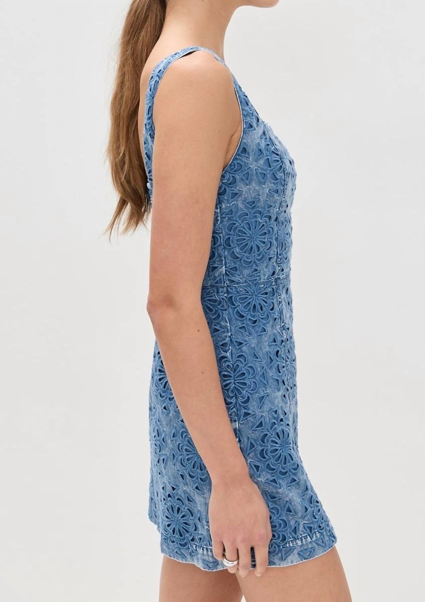 Alice + Olivia - Maryann Floral Cutout Denim Dress