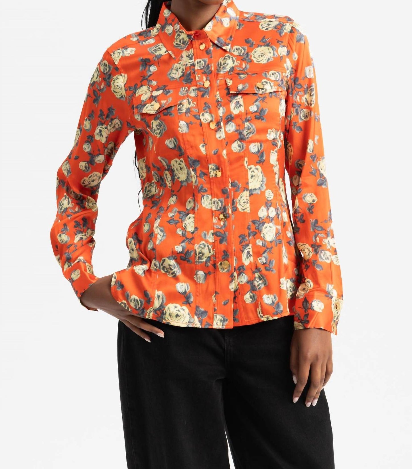 Ganni - Printed Satin Shirt