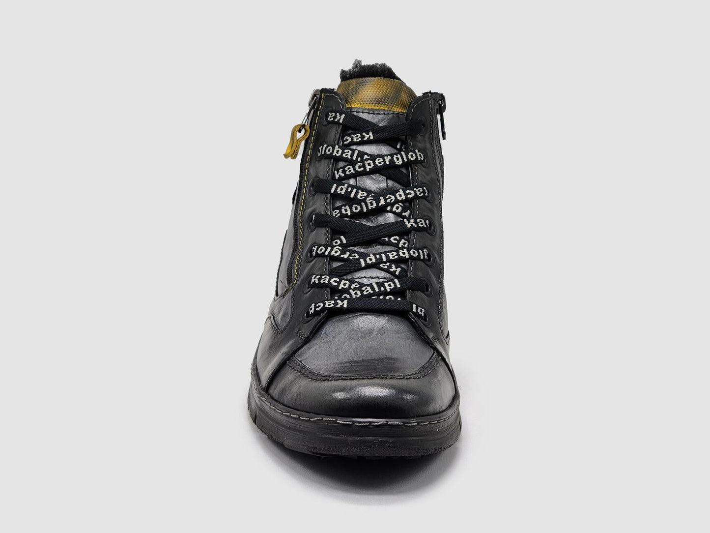 Kcr Group - Men's Thick Wool-Lined Zip-Up Leather Boots