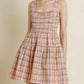 Aureum - Smocked Plaid Mini Dress