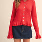 &Merci - Catch My Charm Ruffle Hem Sweater Cardigan