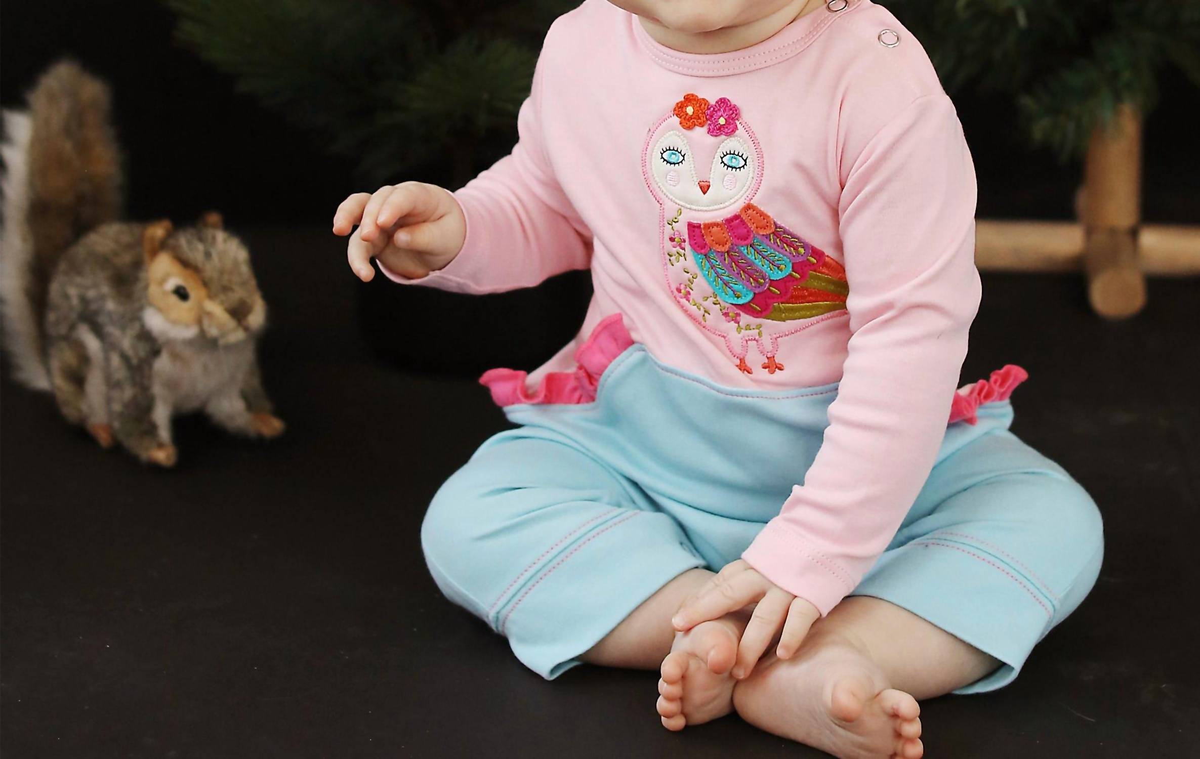 Lemon Loves Layette - Baby Girls Owl Luna Romper