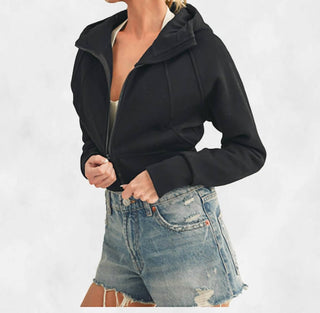Aemi + Co - Cropped Hooded Sweatshirt