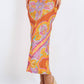 Paparazzi - Satin Watercolor Print Bias Cut Skirt
