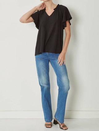 Entro - Ruffled Flutter Sleeve Blouse