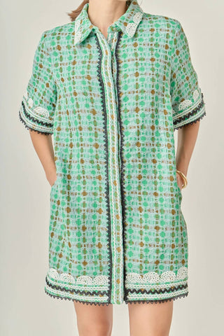English Factory - Bonnie Bouncle Mini Shirt Dress